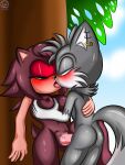 breast_grab breasts brown_eyes butt canid canine duo ear_piercing ear_ring eulipotyphlan eye_contact facial_piercing fan_character female fox french_kissing fur genitals grey_body grey_fur half-closed_eyes hand_on_breast hedgehog hi_res in_tree kissing leg_grab looking_at_another looking_pleasured male male/female mammal narrowed_eyes nose_piercing nose_ring outside_sex penetration penis piercing plant red_body red_fur ring_piercing sirjzau spread_legs spreading tongue tongue_out tree vaginal vaginal_penetration yellow_eyes