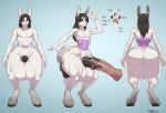 2019 animal_genitalia animal_penis anthro balls big_balls bottomless butt clothed clothing corset crossdressing equine equine_penis half-erect huge_balls hybrid hyper hyper_balls hyper_penis lagomorph lingerie looking_at_viewer male mammal model_sheet nipples penis plankboy rabbit sheath smile solo standing thick_thighs vein veiny_penis wide_hips 