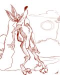 2011 4_fingers anthro arched_back barefoot bent_knees bent_legs biped boulder calf_tuft canid canine canis chest_tuft colored_line_art coyote desert digital_drawing_(artwork) digital_media_(artwork) eyes_closed feet fingers knee_tuft leg_tuft looking_pleasured looney_tunes male mammal midsection navel nude pecs plantigrade rock scratching_back shaded sketch smile spread_toes stevethedragon toes tuft warner_brothers wile_e._coyote