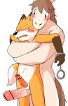  2018 age_difference anthro anus big_dom_small_sub blush canine digital_media_(artwork) equine erection fox handcuffs horse hug junior_horse knot male male/male mammal manmosu_marimo penis penis_size_difference senior_fox shackles size_difference 