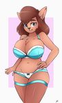  2017 abby_sinian anthro big_breasts blush bra breasts cat cleavage clothed clothing feline female huge_breasts mammal navel panties secretly_saucy solo swat_kats sweat underwear 