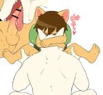  2018 age_difference anthro anthro_on_anthro balls blush brown_hair canine cat censored digital_media_(artwork) dog duo eyewear face_hugging feline fellatio fur glasses hair ineffective_censorship japanese_text larger_male male male/male male_penetrating mammal manmosu_marimo nude older_male oral penis retracted_foreskin sex shota_feline_(marimo) simple_background size_difference small_dom_big_sub smaller_male spread_legs spreading sweat tan_fur teeth text tongue tongue_out uncut white_background white_canine_(marimo) white_fur young younger_male 