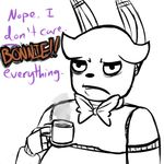  2015 animatronic anthro beverage bonnie_(fnaf) bow_tie coffee cub dialogue english_text five_nights_at_freddy&#039;s frown inkyfrog lagomorph machine male mammal rabbit restricted_palette robot simple_background solo text video_games white_background young 