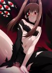  1boy 1girl alternate_eye_color amano_nene_(digimon_xros_wars) bare_shoulders breasts brown_hair censored commentary_request corruption cowgirl_position dark_persona digimon digimon_(creature) digimon_xros_wars extra_eyes hetero highres long_hair looking_at_viewer midriff navel out_of_frame penis ponytail possessed pov red_eyes ringed_eyes sex shademon shademon_(nene_ver.) smile solo_focus split_ponytail straddling thighs vaginal yu-ta 