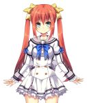  1/7_no_mahoutsukai 1girl aqua_eyes arms_at_sides back_bow blue_bow blue_bowtie bow bowtie breasts buttons closed_mouth collarbone corset cowboy_shot double-breasted frilled_skirt frilled_sleeves frills game_asset grey_bow grey_sailor_collar hair_bow hair_ornament ichijo_himari impossible_clothes juliet_sleeves long_hair long_sleeves looking_at_viewer miniskirt multiple_hair_bows non-web_source official_art puffy_sleeves red_hair sailor_collar school_uniform self-datamine shirt shrug_(clothing) sidelocks simple_background skirt sleeve_cuffs small_breasts solo striped_clothes tachi-e tel-o transparent_background twintails very_long_hair white_corset white_shirt white_skirt yellow_bow 