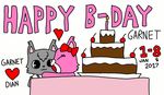  &lt;3 2017 bangs birthday cat cherry cute dian_(jewelpet) feline female food fruit fur garnet_(jewelpet) glodelania grey_fur happy hug jewelpet looking_at_viewer male mammal pink_fur ribbons romantic_couple sanrio smile 