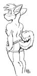  black_and_white blush butt canine clothing dog jockstrap line_art looking-back mammal monochrome rear_view rick_griffin signature standing underwear wide_eyed 