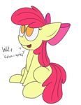  apple_bloom_(mlp) bow cub cute earth_pony english_text equine female feral friendship_is_magic hair hair_bow hair_ribbon horse mammal mr_rottson my_little_pony open_mouth pony red_hair ribbons simple_background sitting smile solo text tongue white_background yellow_eyes young 