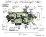  absurdres aircraft aircraft_carrier airship fantasy highres military_vehicle non-web_source original reference_sheet ship ship_turret sketch vehicle_focus warship watercraft white_background 