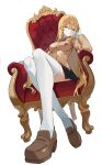  1girl absurdres blazer blonde_hair bow bowtie breasts brown_jacket brown_shoes cahangonn chain chair commentary emblem english_commentary gloves gold_chain hair_between_eyes hand_up highres jacket loafers long_hair long_sleeves looking_at_viewer medium_breasts miniskirt no_print on_chair pleated_skirt red_bow red_bowtie school_emblem school_uniform shirt shoes shokuhou_misaki sidelocks sitting skirt solo thighhighs toaru_majutsu_no_index tokiwadai_school_uniform very_long_hair white_background white_gloves white_shirt white_thighhighs winter_uniform yellow_eyes zettai_ryouiki 
