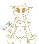  2017 anthro breasts clothing digimon electric_razor female nipples panties renamon restricted_palette shaved simple_background solo the_weaver underwear white_background 