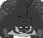  ambiguous_species anthro breasts clitoris female ittybittyshark looking_at_viewer monochrome nipples obese overweight pussy smile solo 