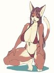  anthro big_breasts bikini blush breasts clothed clothing crouching feline female hair kishibe looking_at_viewer mammal open_mouth solo swimsuit whiskers 