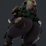  2017 3d_(artwork) anthroanim areola bastion_(overwatch) big_breasts big_butt breasts butt crossgender digital_media_(artwork) disembodied_hand erect_nipples fondling huge_butt machine nipples not_furry overwatch ranged_weapon robot solo video_games weapon wide_hips 