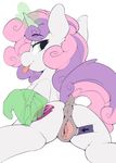  2017 anus butt clitoris cutie_mark dock equine female feral friendship_is_magic glowing hair hi_res horn kribbles magic mammal multicolored_hair my_little_pony pussy simple_background smile solo spread_legs spreading sweetie_belle_(mlp) tongue tongue_out two_tone_hair unicorn white_background 