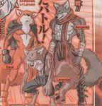  canine cape clothing coyote dragon_ball dragon_ball_super dragon_ball_z fox japanese mammal muscular overalls scarf text wolf 