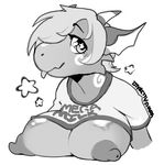  anthro big_breasts breasts dragon female ittybittyshark looking_at_viewer mega_milk monochrome nipples smile solo tongue tongue_out 