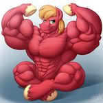  2017 abs anthro armpits biceps big_macintosh_(mlp) blonde_hair equine freckles friendship_is_magic fur green_eyes hair horse looking_at_viewer male mammal muscular muscular_male my_little_pony nude pony ponyanony red_fur smile 