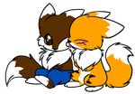  brown_eyes brown_fur canine chibi christomon clothing cluastrophobia cute digimon eyes_closed fan_character fan_species fluffy fluffy_tail fox fur licking mammal pants renamon tongue tongue_out yellow_fur 