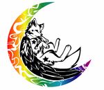  canine chest_tuft cluastrophobia feathers feral fluffy fluffy_tail fox fur mammal moon rainbow simple_background star tuft white_background white_fur wings 
