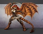  2017 anthro armor armpits bat_wings black_fur black_scales boots breasts brown_fur brown_scales clothed clothing dragon english_text feline female footwear fur furred_dragon gloves green_eyes grey_background hair hybrid jasmine_(dekafox) legwear long_hair mammal melee_weapon membranous_wings pose red_hair sabretoothed_ermine scales scalie signature simple_background solo sword text tiger weapon white_fur wings 