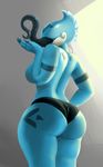  blue_skin breasts butt clothed clothing conditional_dnp eyeless female humanoid long_tongue panties saliva side_boob tongue topless underwear unknown_species xopachi 