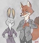  anothercolouranon anthro boreoboros canine clothed clothing disney female fox fur judy_hopps lagomorph male mammal nick_wilde rabbit zootopia 