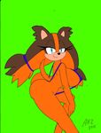 2015 absurd_res anthro badger big_breasts bikini blue_eyes breasts clothed clothing dreamcastzx1 female green_background hedgehog hi_res looking_at_viewer mammal mustelid nipple_bulge side_boob simple_background skimpy sling_bikini smile solo sonic_(series) sonic_boom sticks_the_jungle_badger swimsuit 
