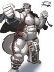  anthro bulge canine clothing horkeukamui loincloth male mammal muscular reclamon solo tokyo_afterschool_summoners wolf 