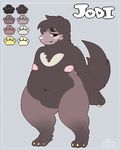  anthro breasts canine female ittybittyshark looking_at_viewer mammal model_sheet nipples overweight solo standing 