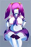  clothed clothing female ittybittyshark looking_at_viewer machine overweight robot smile solo 