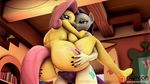  2017 3d_(artwork) animal_genitalia animal_penis anthro anus big_butt blue_eyes blush butt cutie_mark digital_media_(artwork) duo equine equine_penis female fluttershy_(mlp) friendship_is_magic godoffury hair horn horse long_hair looking_at_viewer looking_back mammal my_little_pony nude penetration penis pink_hair pony purple_hair pussy rarity_(mlp) sex smile source_filmmaker spread_legs spreading unicorn vaginal vaginal_penetration 