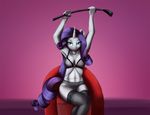  arms_above_head bra chair clothing equine female friendship_is_magic horn looking_at_viewer mammal my_little_pony pantie_hose panties rarity_(mlp) riding_crop sitting solo underwear unicorn warskunk_(artist) whip 