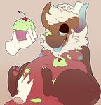  cupcake danthro disembodied_hand food ittybittyshark kobold male nipples obese overweight smile solo_focus tongue tongue_out 