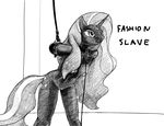  anthro arm_binders bdsm bondage bound collar female hands_behind_back horn_ring leaning leaning_forward leash my_little_pony nightmare_rarity_(idw) nude solo warskunk_(artist) 