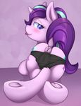  anus blush butt clothing cutie_mark dock equine eyelashes female feral friendship_is_magic hair hi_res hooves horn kit-bash looking_at_viewer looking_back mammal my_little_pony panties rear_view smile solo starlight_glimmer_(mlp) tongue tongue_out underhoof underwear unicorn unicorn_horn 