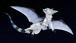  2016 ambiguous_gender claws dragon feral fur furred_dragon membranous_wings night open_mouth outside pale_eyes reysi sky smile star starry_sky teeth white_fur wings 
