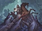  armor blood crocodile crocodilian devouring eating equine feral gore group hooves horse human magic_the_gathering mammal official_art on_hind_legs open_mouth quadruped reptile riding scalie steve_prescott undead zombie 