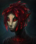  2016 ambiguous_gender flora_fauna glowing guild_wars hair humanoid kariosus leaf not_furry plant pointy_ears red_eyes red_hair solo sylvari video_games 