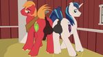  2017 animal_genitalia animal_penis anus backsack balls big_macintosh_(mlp) butt cutie_mark equine equine_penis feral freckles friendship_is_magic fur horn horse male male/male mammal my_little_pony nude penis pony red_fur shining_armor_(mlp) sidekick unicorn white_fur 