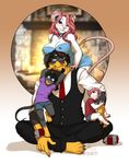  anthro breasts canine clothed clothing collar eyewear facial_piercing family family_portrait female glasses group hybrid kittydee male mammal mouse nipple_bulge nose_piercing piercing rodent smile young 
