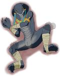  anthro bandage bdsm bondage bound clothed clothing digital_media_(artwork) disembodied_hand duo female kamen_rider looking_at_viewer partially_clothed pussy reptile scalie snake snake_lord solo_focus spread_legs spreading unknown_artist 
