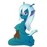  :o alien antennae anthro breasts butt female green_skin hair kneeling lonbluewolf looking_at_viewer nipples purple_eyes samurai_jack side_boob solo white_hair 