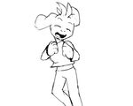  2016 animated anthro asriel_dreemurr black_and_white byondrage caprine clothed clothing cute digital_media_(artwork) goat happy jumping male mammal midriff monochrome playful simple_background smile solo undertale video_games white_background young 
