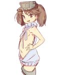  :d armpits bad_id bad_twitter_id bare_arms bare_shoulders blue_sweater blush brown_eyes brown_hair convenient_censoring cowboy_shot cropped_legs hand_on_hip kantai_collection kawata_hisashi looking_at_viewer meme_attire navel open_mouth ryuujou_(kantai_collection) short_twintails simple_background sleeveless sleeveless_turtleneck smile solo standing stomach sweater turtleneck turtleneck_sweater twintails v-shaped_eyebrows virgin_killer_sweater visor_cap wardrobe_error white_background you're_doing_it_wrong 