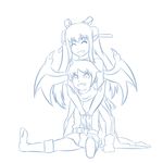  clothed clothing demon duo eyes_closed female fully_clothed hug humanoid line_art male male/female monster_girl monster_girl_(genre) monster_girl_quest not_furry open_mouth pointy_ears simple_background sitting sketch smile succubus thundragon video_games white_background wings 