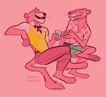  2017 anthro bisonfisticuffs black_nose clothing cougar feline fur male mammal panther pink_fur pink_panther pink_panther_(series) snagglepuss snagglepuss_(show) 