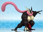  3d_(artwork) abs amphibian anthro anthroanim balls biceps big_balls bulge clothing digital_media_(artwork) greninja huge_balls humanoid_penis hyper hyper_muscles long_tongue male muscular muscular_male nintendo nipples pecs penis pok&eacute;mon sebastian_greninja solo tongue tongue_out video_games 