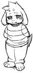  asriel_dreemurr black_and_white child clothing fur hatake looking_at_viewer monochrome pants shirt sketch undertale video_games young 
