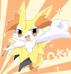   ! ambiguous_gender big_eyes black_fur braixen canine chest_tuft cute english_text fennec fox fur happy inner_ear_fluff jumping looking_at_viewer mammal nintendo ok_hand open_mouth orange_fur orange_nose pok&eacute;mon pose reaction_image red_fur red_nose retsuo semi-anthro simple_backrgound solo stick text tuft video_games wood yellow_fur 